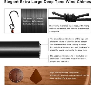 50-inch Black Aluminum-<b>wood</b> <b>Wind</b> <b>Chime</b>, Outdoor Waterproof, Holiday Gift, Outdoor Home Decoration - Product Image 5