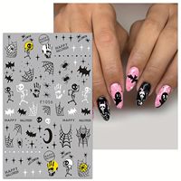Pegatinas 3D Autoadhesivas para Uñas de Halloween con Diseño de Fantasmas, Calabazas, Calaveras y Telarañas