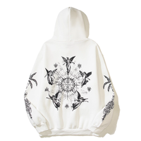Pull à capuche chic 100% coton personnalisé pour homme, anti-rétrécissement, coupe ample, longueur aux hanches, broderie plate directe sur le vêtement, lavage à la pierre