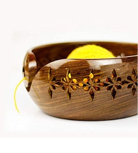 Wooden Yarn Bowl Crochet Yarn Bowls for Crochet Knitting Wood Yarn Bowl