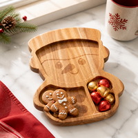 Plateau de service en bois de Noël motif Père Noël mignon, vente en gros d'usine, pour biscuits, bonbons, collations et tables de fête de Noël