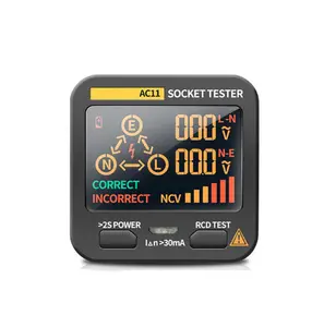 AC11 디지털 스마트 소켓 테스터 전압 테스트 소켓 감지기 미국/영국/EU/AU 플러그 접지 제로 라인 위상 확인 Rcd NCV 테스트
