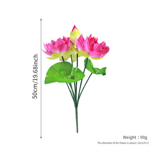 Ensemble de fleurs et feuilles de lotus artificielles, 130 cm de haut, arrangement de fleurs en soie simulée pour la décoration de la maison, accessoires de mariage - Product Image 5