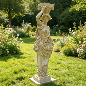 Colonnes décoratives modernes intérieures/extérieures, sculptées à <span class=keywords><strong>la</strong></span> main en pierre naturelle beige, piliers romains en marbre féminins pour hall - Product Image 1