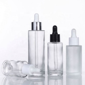 2026 Hot Sale 30ml 50ml 60ml 80ml 100ml clear Color Round Cylinder Flat Shoulder Glass <b>Dropper</b> <b>Bottle</b> for Serum Essential Oil - Product Image 3