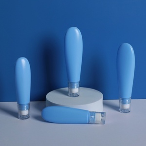 Tube en plastique PE bleu personnalisé pour crème contour des yeux, emballage cosmétique en gros, tube vide personnalisé pour sérum de soin de la peau, avec applicateur roll-on massant à visser - Product Image 4