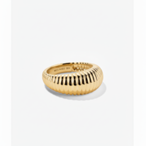 แหวนลายเรขาคณิต Dme พร้อมทองเหลืองสีเหลือง ประดับด้วยสแตนเลสสตีลเคลือบโรเดียมและทองคำขาว พร้อมตกแต่งด้วยทองเหลืองสีเหลือง - Product Image 1