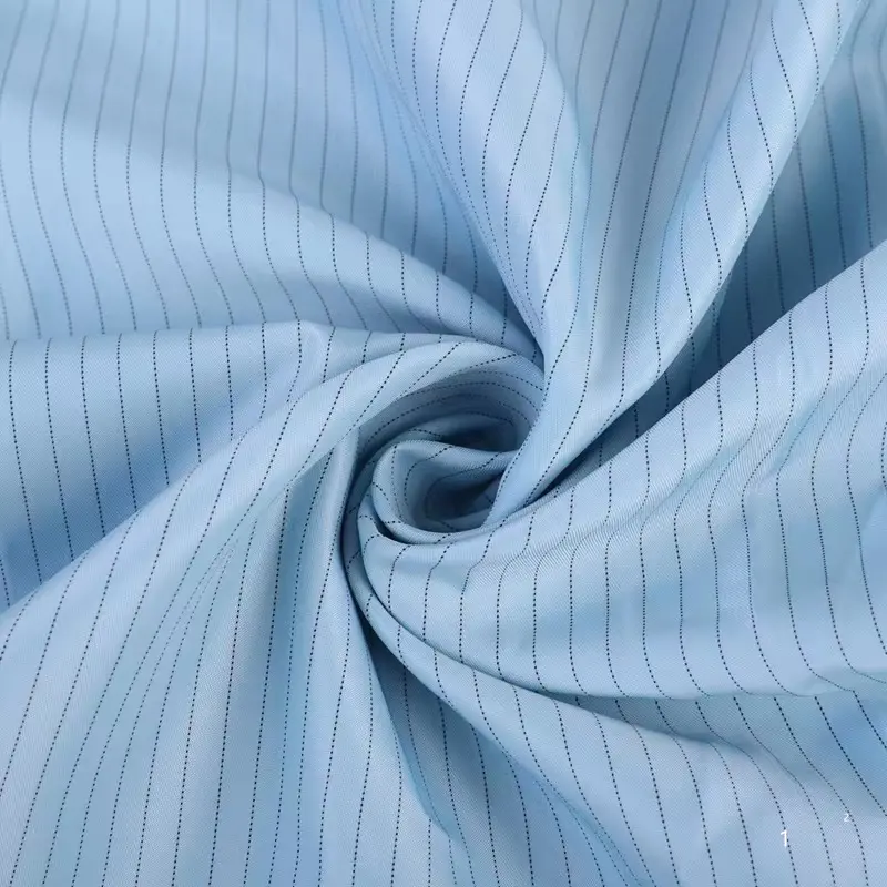 Rushed White 65% Polyester 35% Cotton Anti Static Conductive Fiber Antistatic Type Esd Grid Fabric