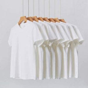 High Quality Cotton Plain Blank Crewneck Embroidered Logo 200g 220g 240g T Shirt Heavy Cotton Men Tshirt - Product Image 3