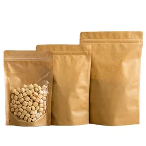 Hot Sale Stand Up Pouch Kraft Paper Sealed Bag With Zipper For Packaging Machine