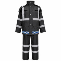 Vêtements de pluie de sécurité noirs en tissu Oxford 300D enduit PU haute résistance pour le contrôle du trafic, logo et couleur personnalisés