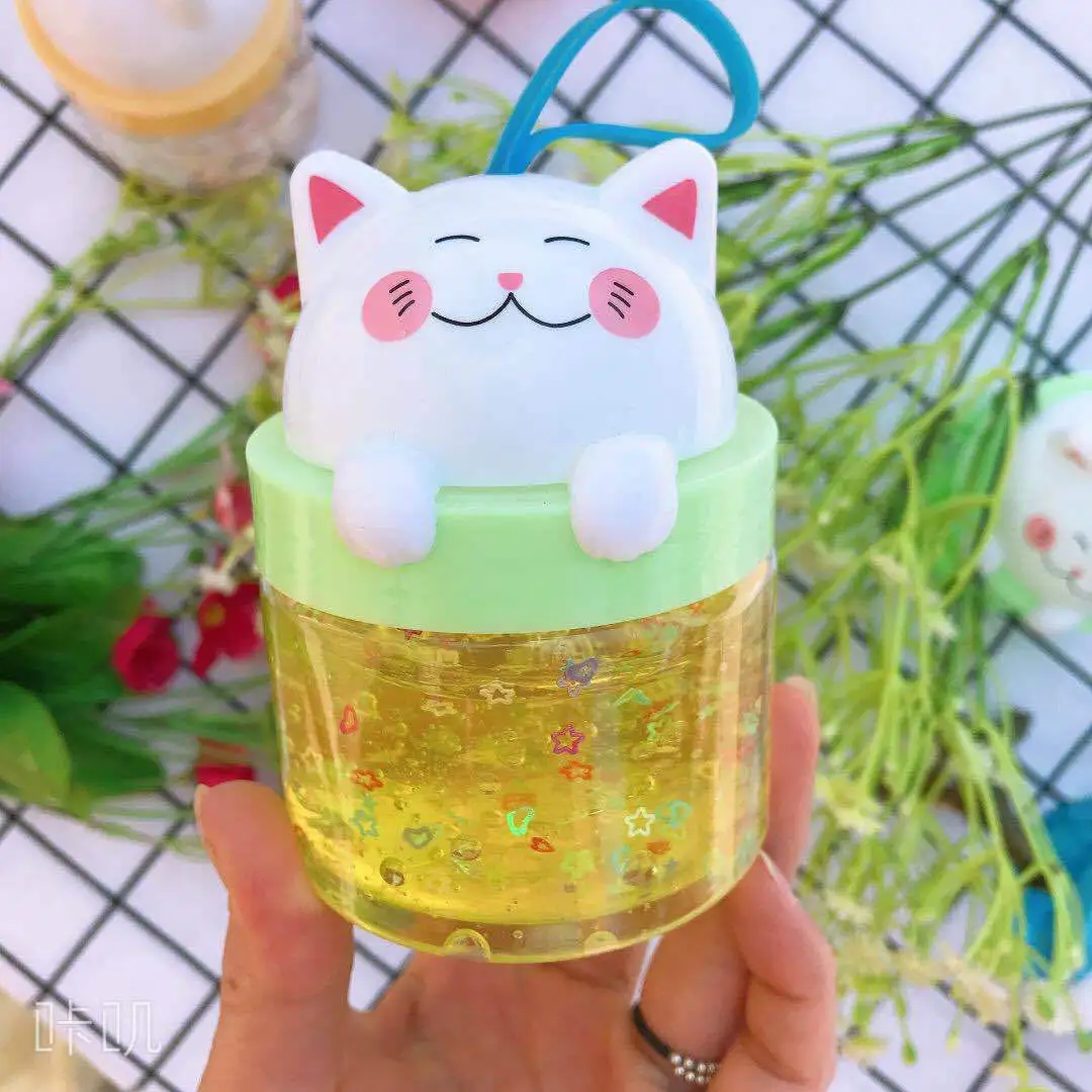 Grosir Mainan Busa Lem Nilai Tinggi DIY Slime Lucky Cat Crystal Mud