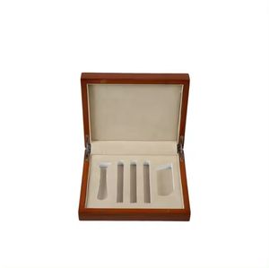 DS Handmade Walnut MDF Wood Hinged Organizer Box Gold Stamping Logo Rectangle Shape Wood Grain Storage <b>Crates</b> Craft Gift - Product Image 1