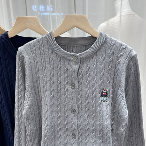 Automne et hiver personnalisé <span class=keywords><strong>pull</strong></span> tricoté pour femmes <span class=keywords><strong>chaud</strong></span> brodé logo cardigan décontracté col rond haut à manches longues - Product Image 5