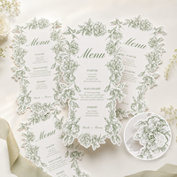 Carte de menu de mariage personnalisée découpée à la forme florale, carte en papier vintage à motif floral pour la décoration de table de banquet de mariage, réception, dîner