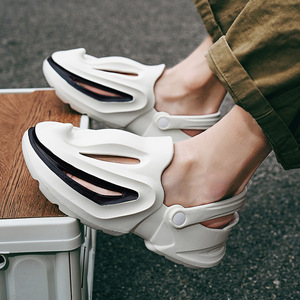รองเท้าแตะผู้ชาย Pansi Shark Mouth Clogs แบบหนา EVA กันลื่น รองเท้าแตะฤดูร้อน ส้นสูง 4 ซม. รองเท้าชายหาด รองเท้าเดินสบาย - Product Image 3