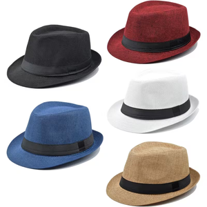 Chapeaux Fedora en Paille en Gros, <span class=keywords><strong>Chapeau</strong></span> de Paille d'Été, <span class=keywords><strong>Chapeau</strong></span> Fedora à Carreaux - Product Image 1