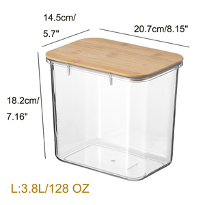 Wholesale Plastic Airtight Multifunction Kitchen Food <b>Containers</b> <b>Bamboo</b> Cover Cylinder Clear Jar Pantry Camping Large Capacity - Product Image 5