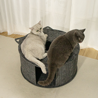 Maison pour animaux de compagnie en feutre écologique portable, lit pour chat pliable en forme de beignet avec tunnel rond à l'effigie de Peekaboo, cachette pour plusieurs chats