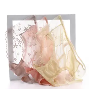 Transparent Jacquard Lovely Women's Lace Panties Soft Cute Panties Underwear Colorful Young Girls Wearing Panties