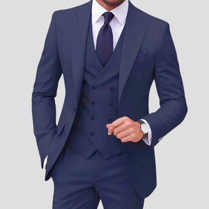 Completo da <span class=keywords><strong>Uomo</strong></span> <span class=keywords><strong>Blu</strong></span> <span class=keywords><strong>Navy</strong></span> Taglie Forti, 3 Pezzi, Vestibilità Slim, Giacca <span class=keywords><strong>Blazer</strong></span> per Cerimonie, Matrimoni e <span class=keywords><strong>Uomo</strong></span> d'Affari - Product Image 1