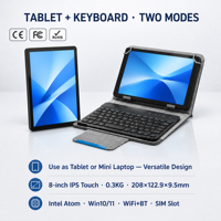 Tablet Windows 10/11 8 Inch Grosir 300g Intel Atom IPS Touch Micro SIM BT Kamera Ganda OEM Reseller Impor Perdagangan Partai Besar