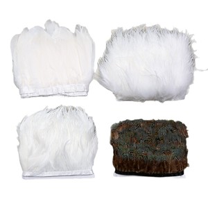 Accessoires en dentelle de plumes d'autruche blanches |   Matériaux faits main pour la confection de vêtements, poignets et jupes - Product Image 5