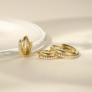 Gold Single Piece <b>6mm</b> 8mm 10mm S925 Silver Classic Cross Cartilage <b>Hoop</b> <b>Earring</b> Simple Minimalist Design - Product Image 3