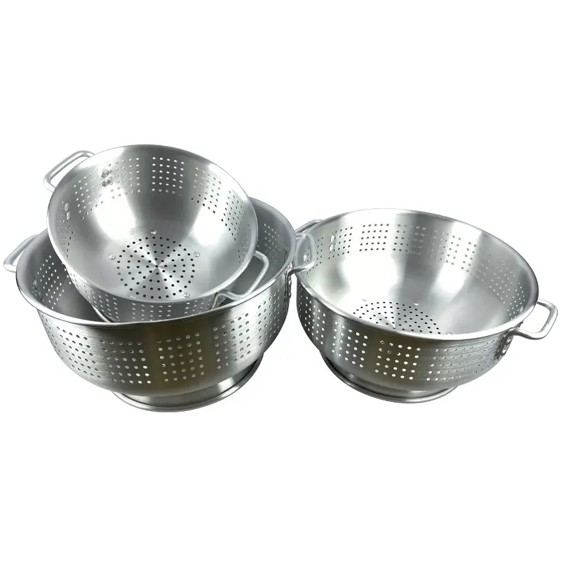 Penyaring Aluminium Kelas Tinggi, Set 3 Buah Wadah Makanan untuk Pasas atau Mencuci Buah, Sayuran, Salad