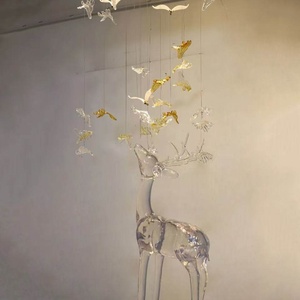 Sculpture de cerf en résine transparente de luxe léger, installation artistique pour l'entrée d'hôtels et de clubs, personnalisable, Chine - Product Image 5