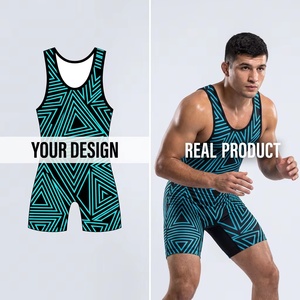 Combinaison de lutte professionnelle en polyester 100% avec impression par sublimation personnalisée, taille plus, vêtements d'arts martiaux sexy, vêtements de sport pour hommes - Product Image 1