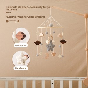 Mobile per Culla con Stelle, Luna e Nuvole, Decorazione Sospesa, Cielo Stellato, Semplice Carillon in Legno per Neonati e Bambini - Product Image 2