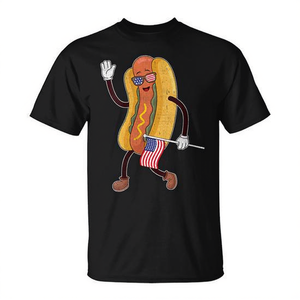 Camiseta Patriótica con Estampado de Hot Dog, Cuello Redondo, Manga Corta, Impresión Digital, para Hombre Adulto, Promocional - Product Image 3