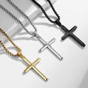 Fashion Jewelry Stainless Steel Necklace Christian Religious Jewelry Cross Necklace Cross Pendant Gift for Men