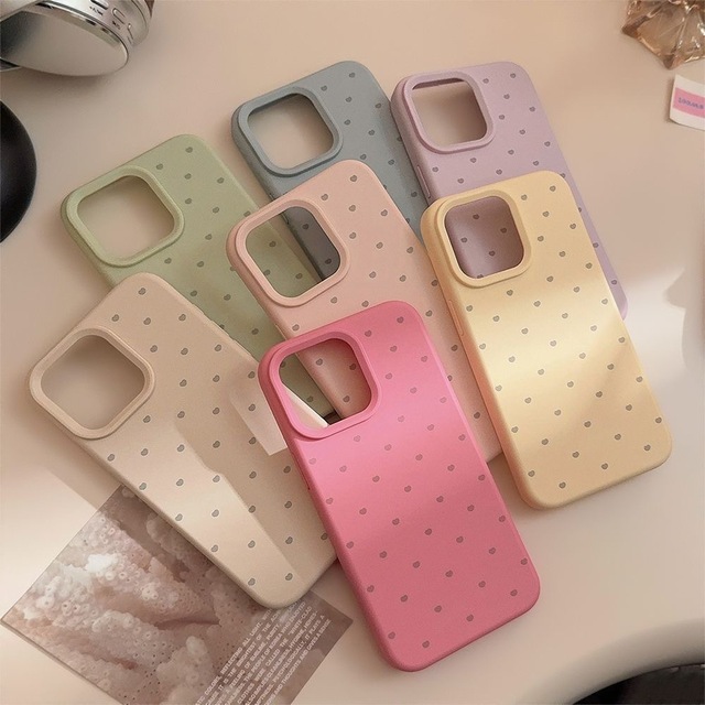 Solid Color Mini Heart Liquid Silicone Phone Case Anti-drop Anti-fingerprint Soft Protective Cover for iPhone 11-17 Pro Max