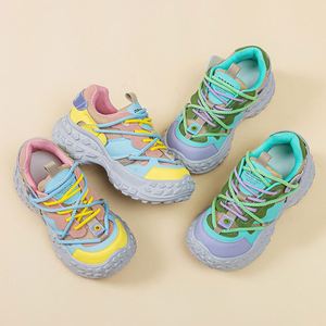 Baskets Chunky Femme en Cuir Véritable Printemps-Été 2026, Motif de Semelle Tendance Viral sur Internet - Product Image 3