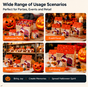 Caja de Regalo de Halloween para Dulces, Galletas y Pequeños Obsequios, Diseño con Ventana de Cartón Kraft, Fácil de Ensamblar - Product Image 4