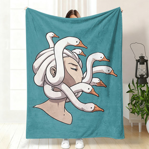 Couverture en flanelle motif Canard dans un cône de signalisation, Couverture de repos, Couverture de sieste, Respirante, Douce pour la peau, pour la maison et le bureau, Impression personnalisée OEM ODM - Product Image 4