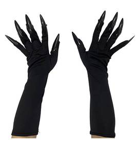 Gants de sorcière d'Halloween MS, accessoires de cosplay à longs ongles noirs, gants de costume griffe de fantôme pour performance scénique - Product Image 3