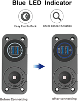 QC 3.0 prise USB 12 V bateau Marine étanche prise allume-cigare 12 volts DC chargeur adaptateur kit de bricolage avec LED bleue