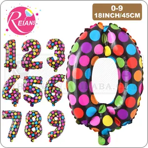 16 inç nokta renk haneli dalga noktası numarası 0 ila 9 folyo balon doğum günü partisi dijital balon düğün noel dekorasyon globos