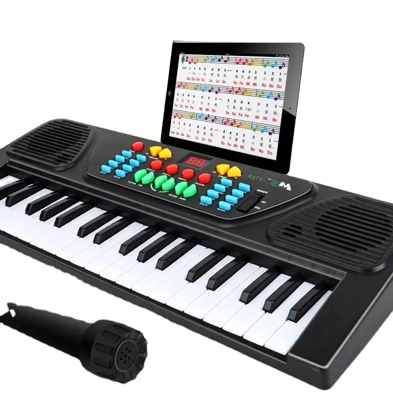 Children's 37-key charging musical learning toys kids electric keyboard bigfun toy piano and mic for baby