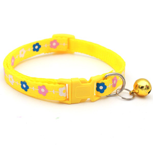 Pet Collar Red Flower Print With <b>Bell</b> For Small Medium <b>Dogs</b> Cats - Product Image 3
