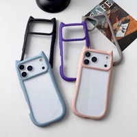 Coque de téléphone transparente 3D avec oreilles de chat pour iPhone 17, 17 Air, 16, 15, 14, 13, 12 Pro Max, 16 Plus, 11 – Protection blindée en PC et TPU