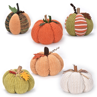6 décorations de citrouilles en tissu tricoté, style rustique, pour la récolte d'automne, Thanksgiving, Halloween, la table, le cheminée et la décoration intérieure