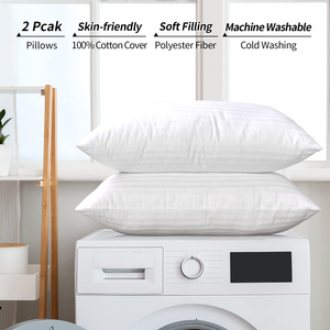 Tiêu chuẩn OEKO-TEX 100 2-gói Trắng Vua kích thước sợi nhỏ Giường Khách Sạn gối 1cm sọc thay thế giường cổ ngủ gối - Product Image 3