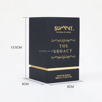 Boîte d'emballage de parfum de luxe avec estampage à chaud noir et or |   Boîte à tiroir personnalisée pour Extrait de Parfum 50 ml