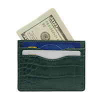 Porte-cartes fin en cuir PU motif crocodile, portefeuille minimaliste avec blocage RFID pour poche avant, personnalisable pour homme