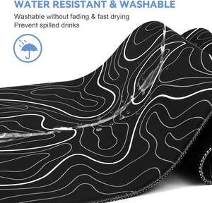 Großes Gaming-Mauspad 800 x 300 mm mit rutschfester Gummiunterseite, schwarz-weißes topografisches Liniendesign für den Einsatz im Home-Office - Product Image 5