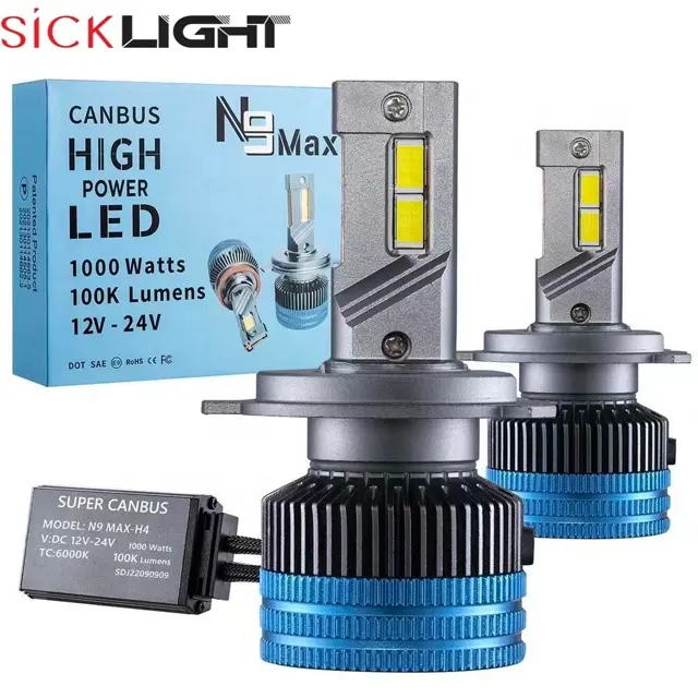 100k lumen N9 Max Led Đèn Pha 3 ống đồng TUR bo LED H4 6000K tự động Led Đèn Pha H7 H8 H9 H11 Led Đèn Pha Bóng đèn 9005 9006